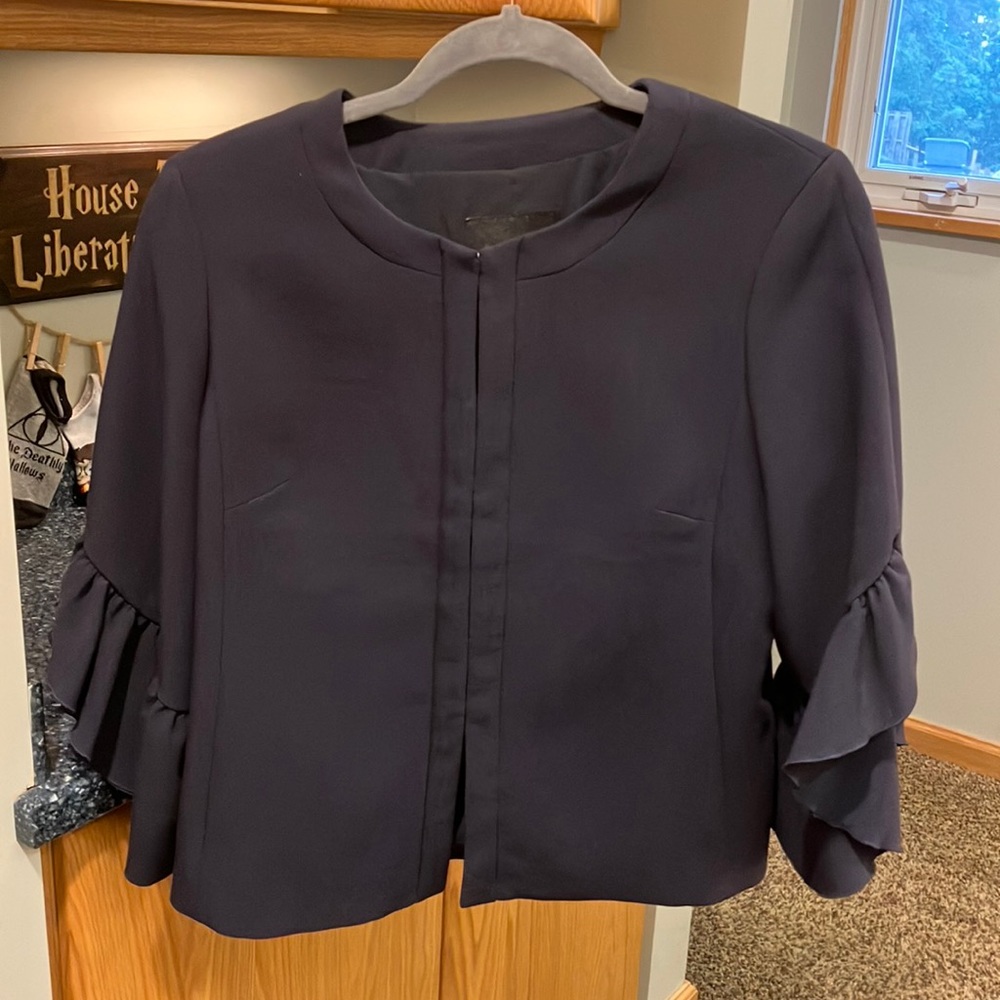 Banana Republic Petite Navy Blue Flutter Sleeve Blazer